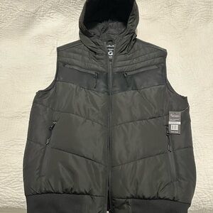 Men's Black Hooded Puffer Vest